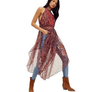Free People RIA Maxi Dress/ Sleeveless Duster, Boho Sheer High Low Dress ☀️🌙☀️